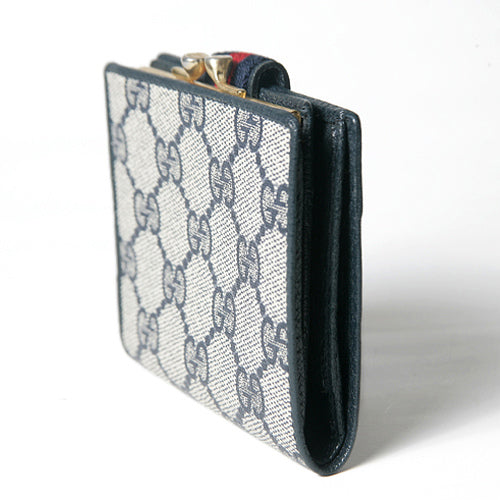 OLD Gucci 2つ折れミニシェリーがま口財布(青)