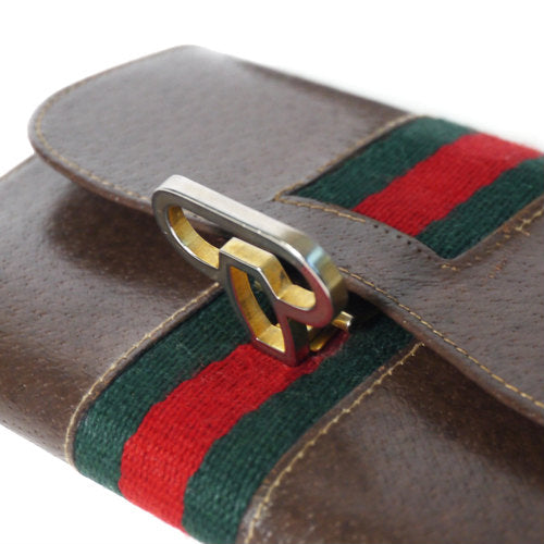 OLD Gucci 丸フォルム革財布(茶・シェリーライン)