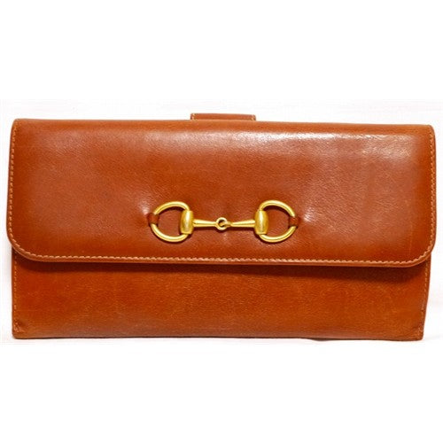 OLD Gucciホースビット長財布(茶・総皮)