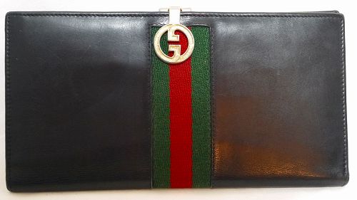 OLD Gucci 本革 横長財布(黒)