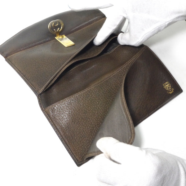 OLD Gucci 横長財布(茶・GG柄)