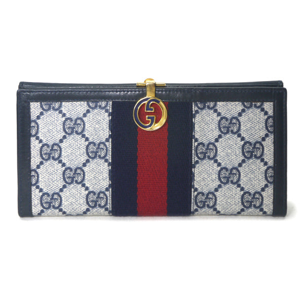 OLD Gucci 80sデッドストック横長財布（青・GG柄） – Vintage Shop