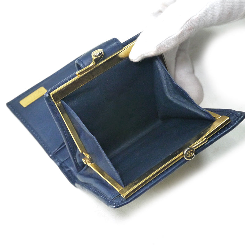 OLD Gucci フローラ2つ折れ財布(紺)