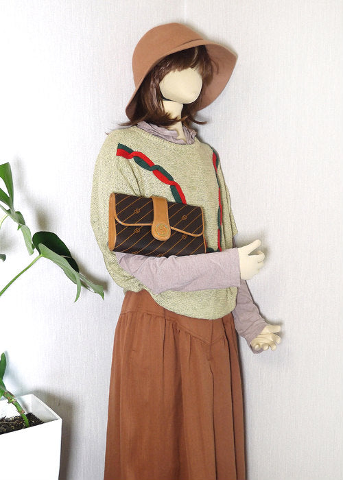 OLD Gucci 流れ星GGミニクラッチバッグ(茶)