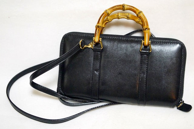 OLD Gucci 本革 横長財布(黒)