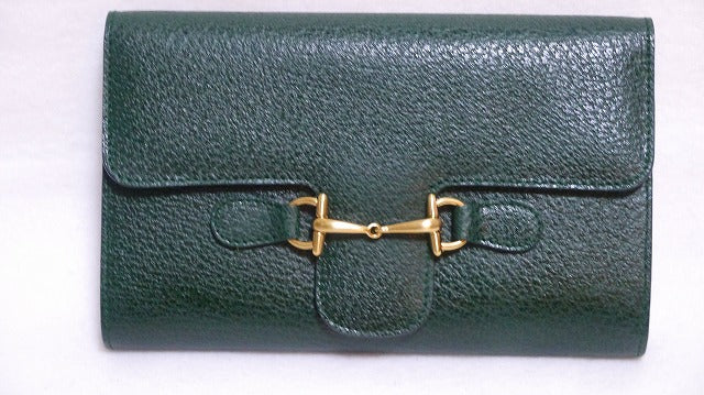 OLD Gucciホースビット長財布(緑・総皮)