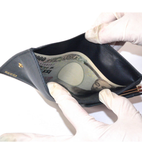 OLD Gucci 2つ折れがま口本革財布(深緑)