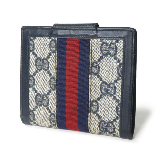 OLD Gucci アクセコ シェリー折り財布(青)