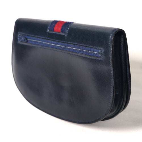 OLD Gucci ハーフムーン財布(総皮 紺)