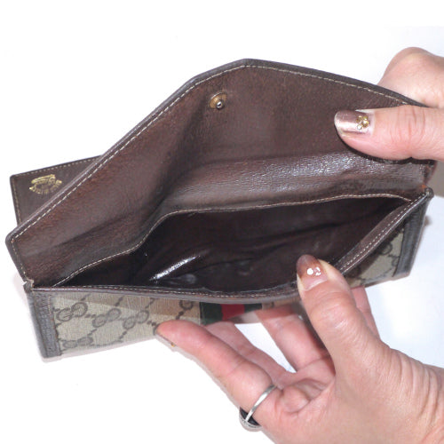 OLD Gucci 横長財布(茶・GG柄)