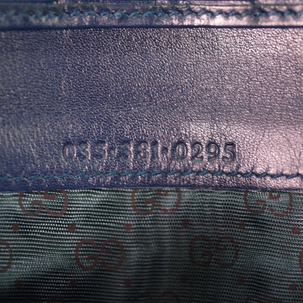 OLD Gucci 型押しレザー長財布(青)