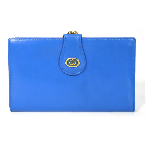 OLD Gucci 箱付き!総皮がま口長財布(コバルトブルー)