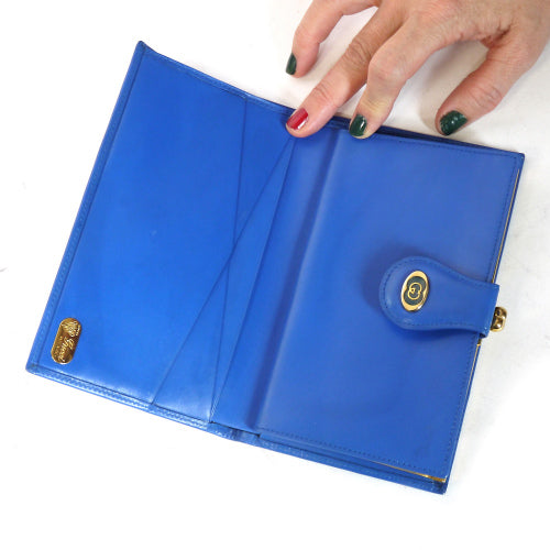 OLD Gucci 箱付き!総皮がま口長財布(コバルトブルー)