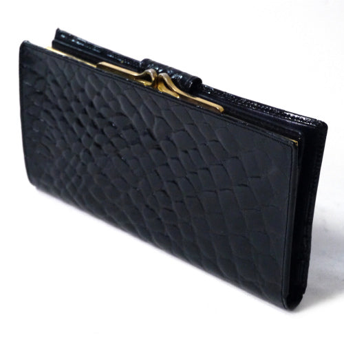 OLD Gucci クロコダイルがま口長財布(黒)