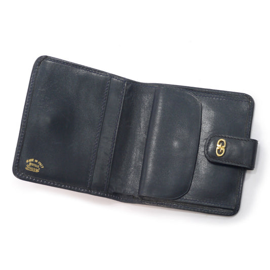 OLD Gucci 総革GGロゴ2つ折れ財布(濃紺)