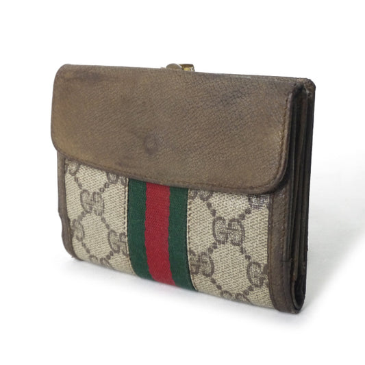 OLD Gucci GG留め具シェリー折財布(茶)