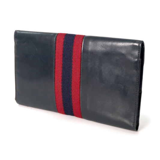 OLD Gucci シェリーライン長財布(総革・紺)