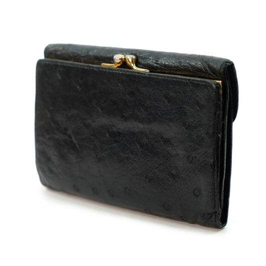 OLD Gucci オーストリッチがま口ホースビット金具財布(黒)