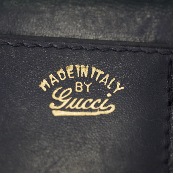 OLD Gucci スクエアGGスエードがま口長財布(濃紺)