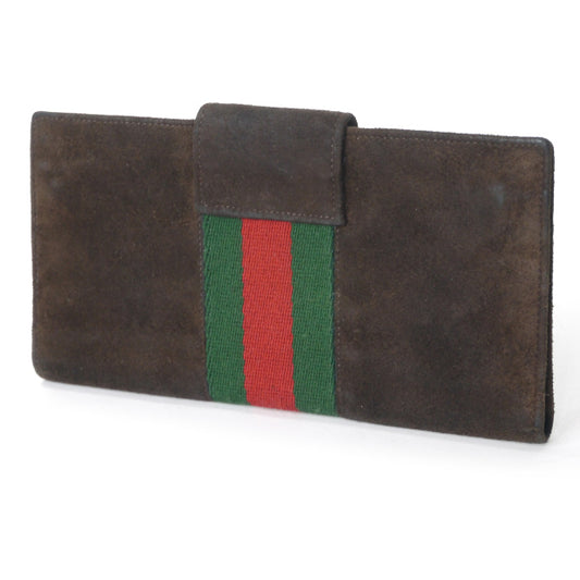 OLD Gucci 高級スエード シェリー長財布(濃茶)