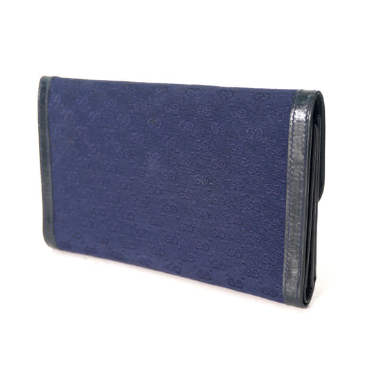OLD Gucci ジャガード マイクロGG×ビット長財布(紺)