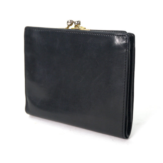 OLD Gucci 総革GG金具がま口折り財布(黒)