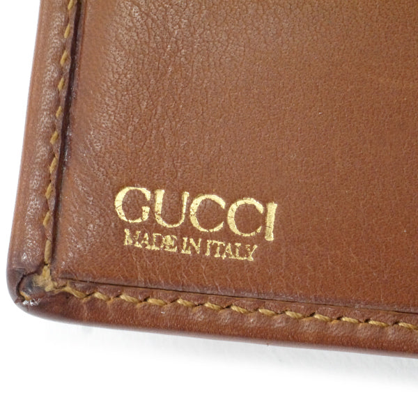 OLD Gucci 総革がま口シェリーミドル財布(茶/箱付き)