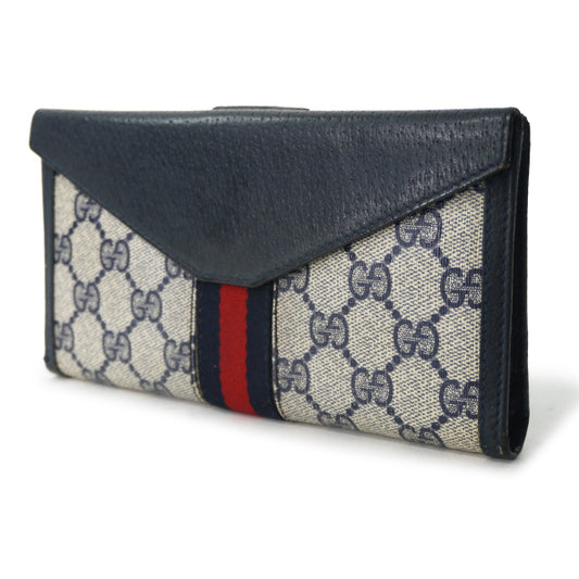 OLD Gucci 定番シェリーWホック長財布(青)