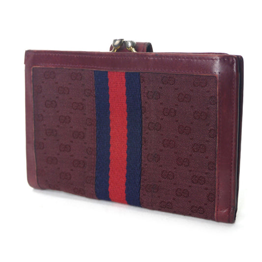 OLD Gucci マイクロGGがま口ミドル折財布(ボルドー/ジャガード)