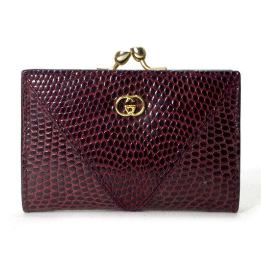OLD Gucci リザードがま口コインケース(ボルドー)