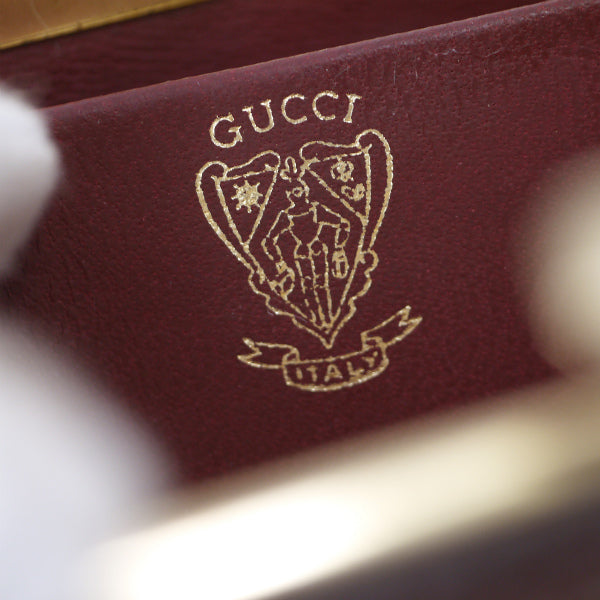 OLD Gucci リザードがま口コインケース(ボルドー)