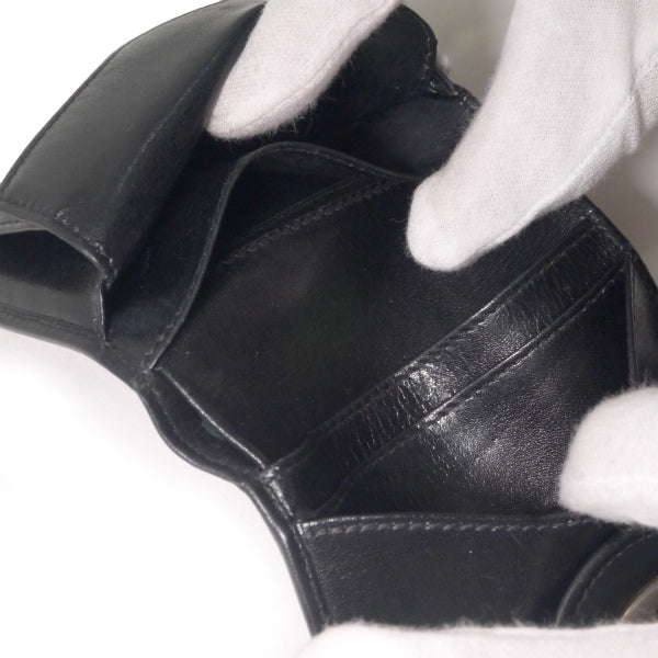 OLD Gucci 総革70s筆記体ロゴ折り財布(黒)