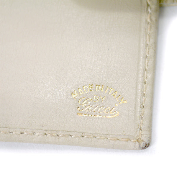 OLD Gucci 総革70s筆記体ロゴ折り財布(白)