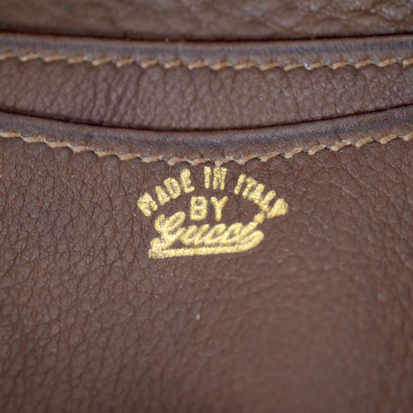 OLD Gucci 総革70s筆記体ロゴ長財布(濃茶)