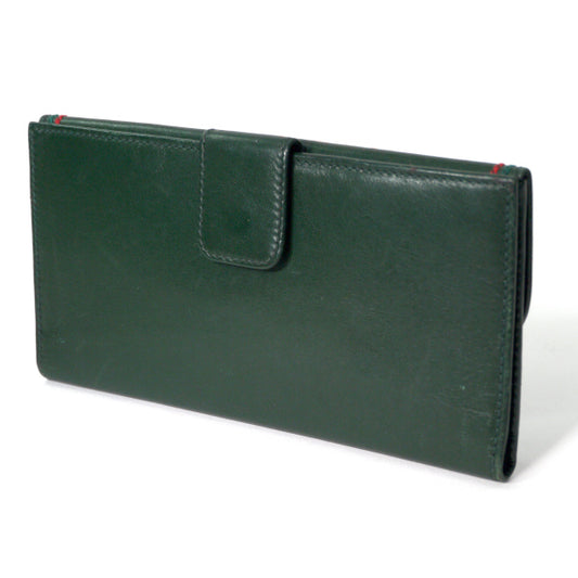 OLD Gucci 総革シェリーステッチ長財布(緑)