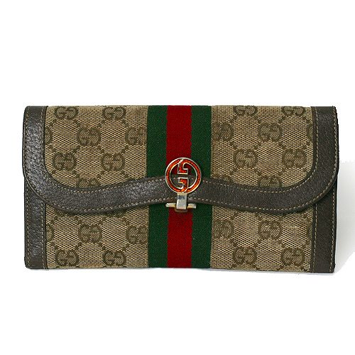 OLD Gucci ジャガード長財布(茶)