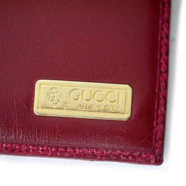 OLD Gucci ガーネット/リザードWホック長財布(赤)