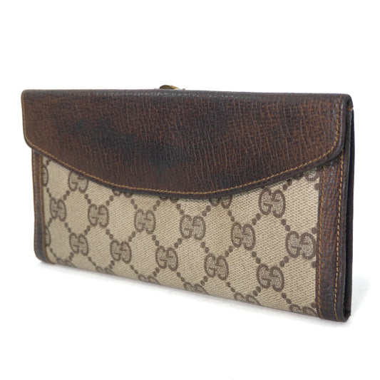 OLD Gucci 70s筆記体ロゴ長財布(茶)