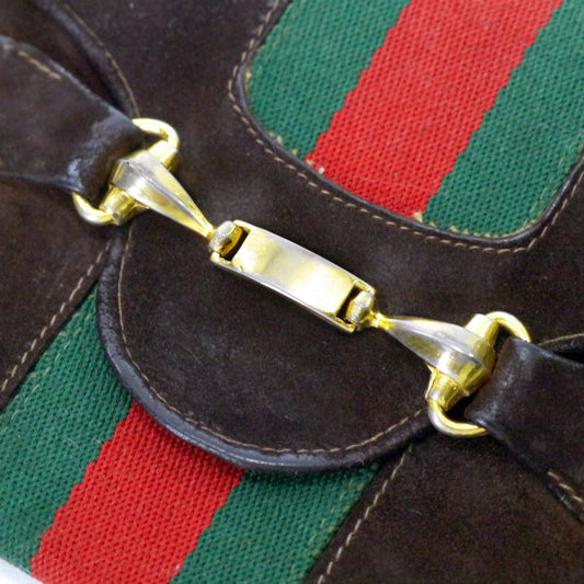 OLD Gucci ビット留具スエードシェリー長財布(濃茶)