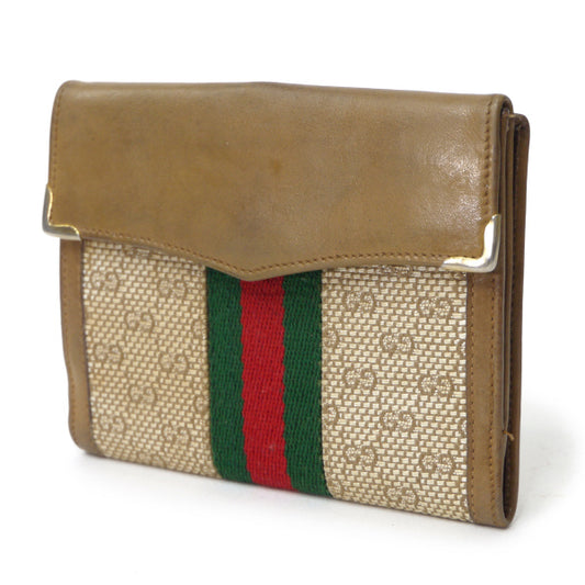 OLD Gucci マイクロGG ジャガード2つ折れ財布(明茶)