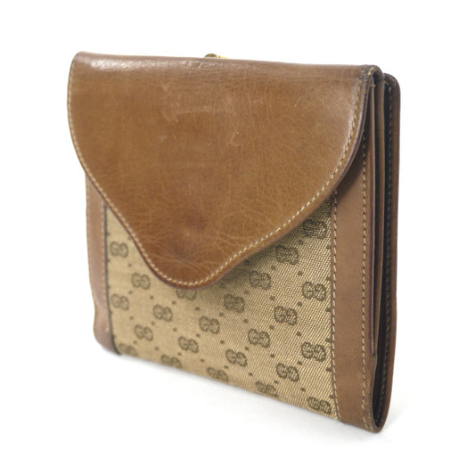 OLD Gucci 70s筆記体ロゴ マイクロGG折財布(明茶)