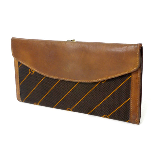 OLD Gucci 流れ星柄 GG留め具長財布(茶)