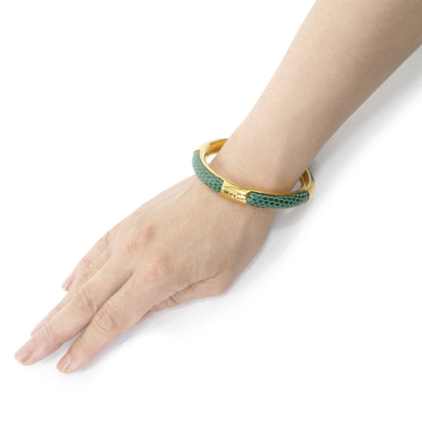 OLD Gucci レア!リザードGGロゴバングル(緑)