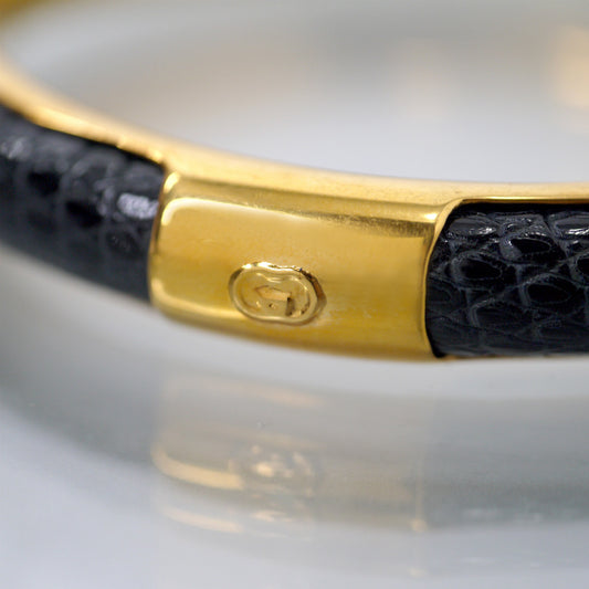 OLD Gucci レア!リザードGGロゴバングル(紺)