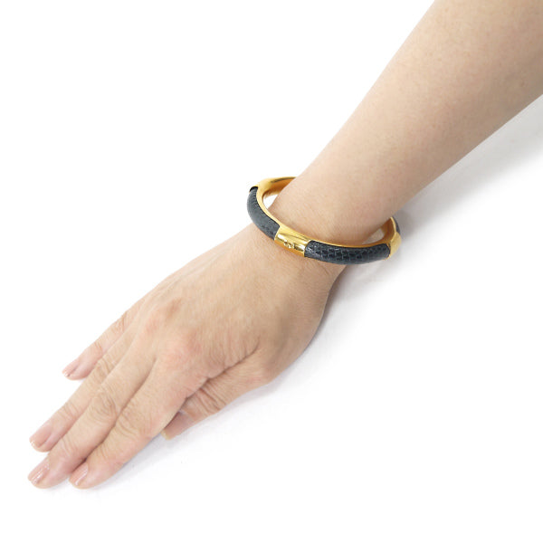 OLD Gucci レア!リザードGGロゴバングル(紺)