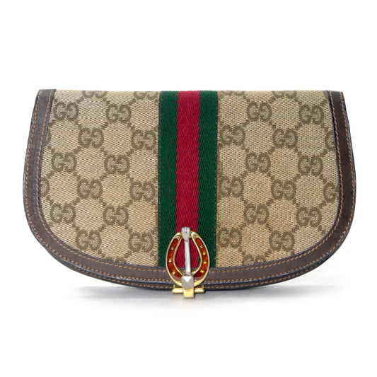OLD Gucci デットストック!ハーフムーンジャガード財布(茶/箱付き)