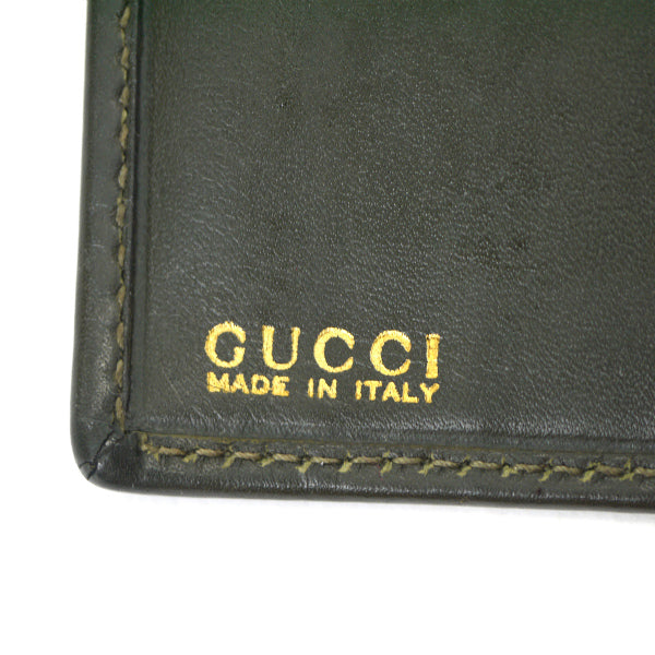 OLD Gucci GGボタンがま口ミドル折財布(深緑)