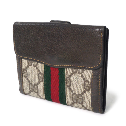 OLD Gucci アクセコ シェリーWホック折財布(茶)