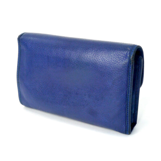 OLD Gucci アンティーク留め具 総革ミドル財布(青)