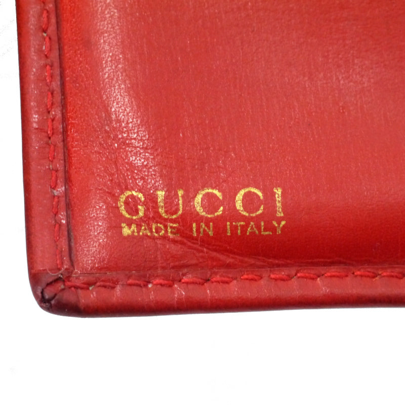 OLD Gucci 総革ホースシューがま口ミドル財布(赤)